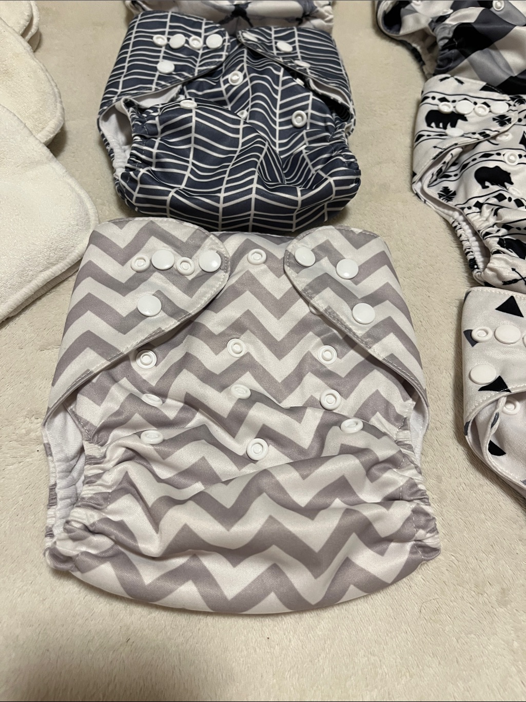 Nora’s Nursery | Adjustable Black & White Patterned Cloth Diaper Lot — image 3 of 8